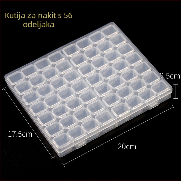 Kutija za pohranu dodataka za njegu noktiju s 28 ili 56 pretinaca, organizator malih dodataka s poklopcem