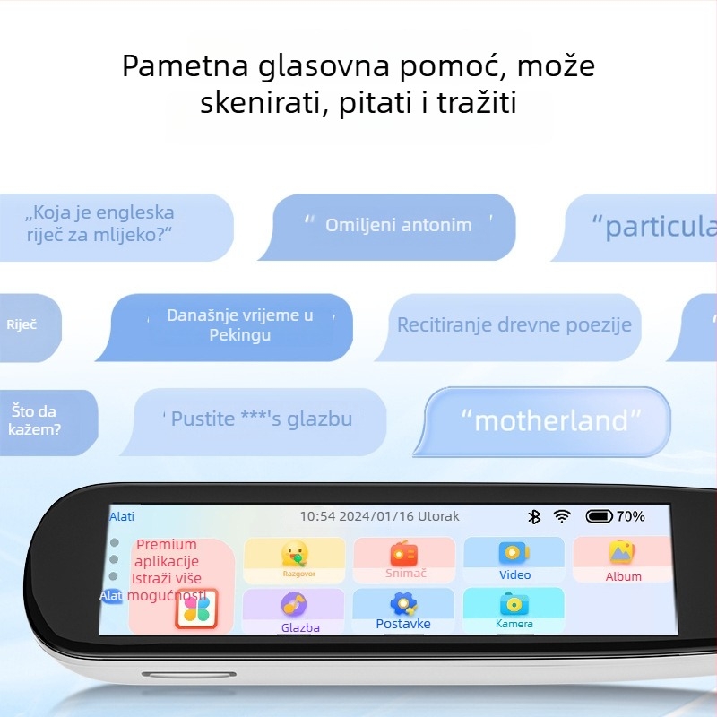 Pisač prijevodnik s kinesko-englenskim prijevodom, rječnik, funkcije čitanja i skeniranja, Bluetooth, 5V punjiva litijska baterija
