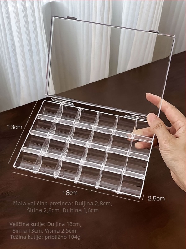 Japanski stil prozirna akrilna kutija za manikuru s višestrukim odjeljcima za stolno skladištenje alata i nakita