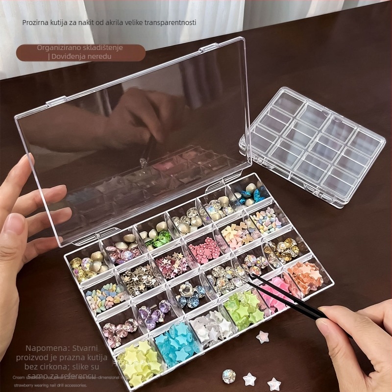 Japanski stil prozirna akrilna kutija za manikuru s višestrukim odjeljcima za stolno skladištenje alata i nakita