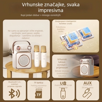 Karaoke mikrofon i sve-u-jednom zvučni sustav za kućnu upotrebu, bežični Bluetooth, prenosni set za djecu