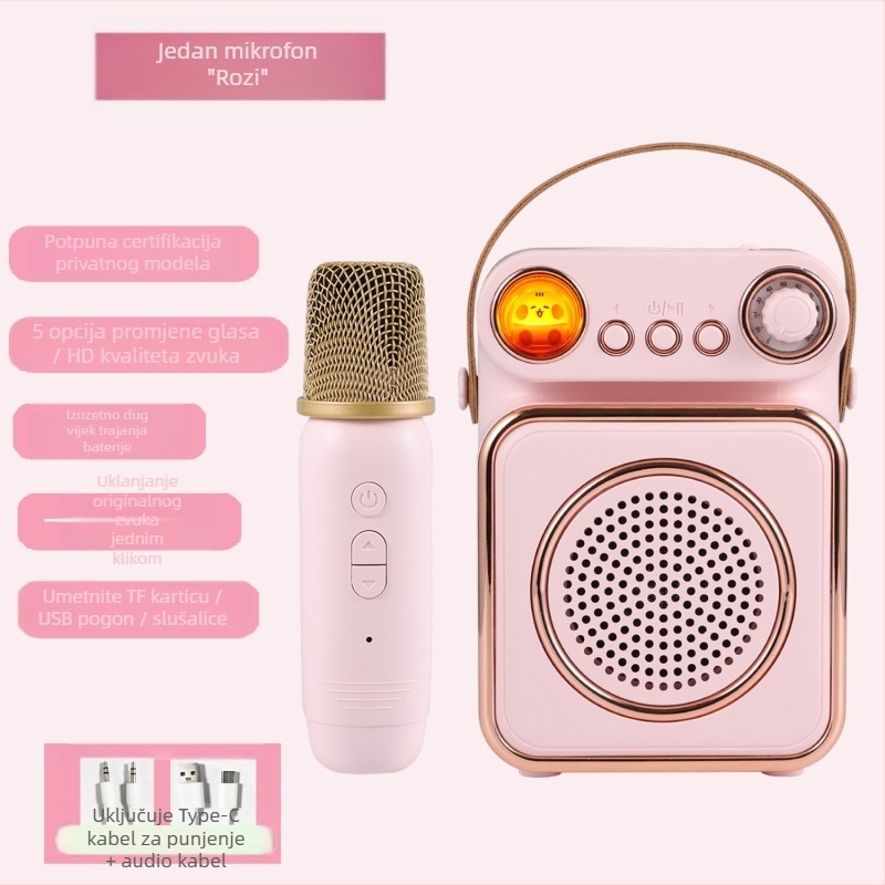 Karaoke mikrofon i sve-u-jednom zvučni sustav za kućnu upotrebu, bežični Bluetooth, prenosni set za djecu