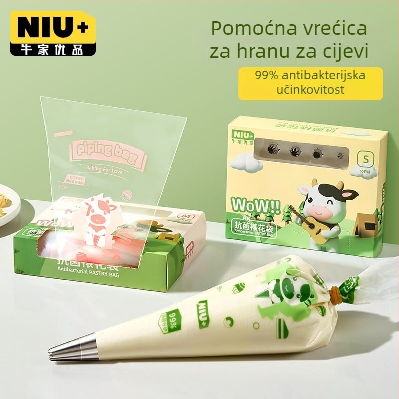 Jednokratna vrećica za ukrašavanje s nastavkom, PE materijal, prehrambene kvalitete, za kremasti icing, alat za ukrašavanje s debelom konstrukcijom