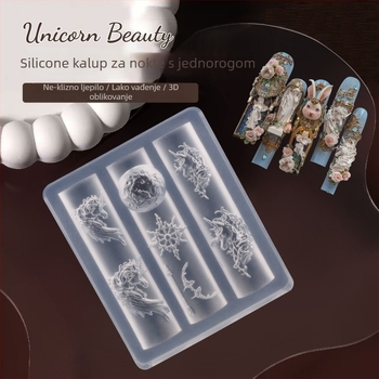 Zidivi 3D silikonska kalupa za nokte, reljefni mašnica motiv Godina Konja, 43,5 g