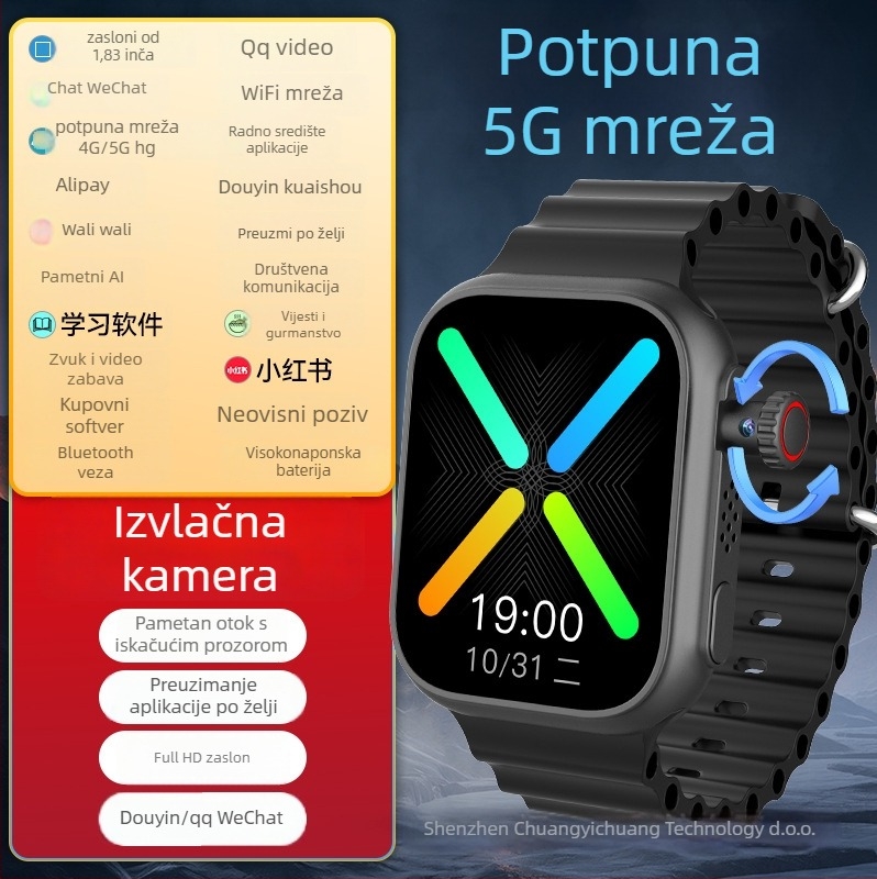 Pametni sat s mogućnošću umetanja kartice, vodootporan, IPS zaslon, Android kompatibilan, trajanje baterije do 7 dana