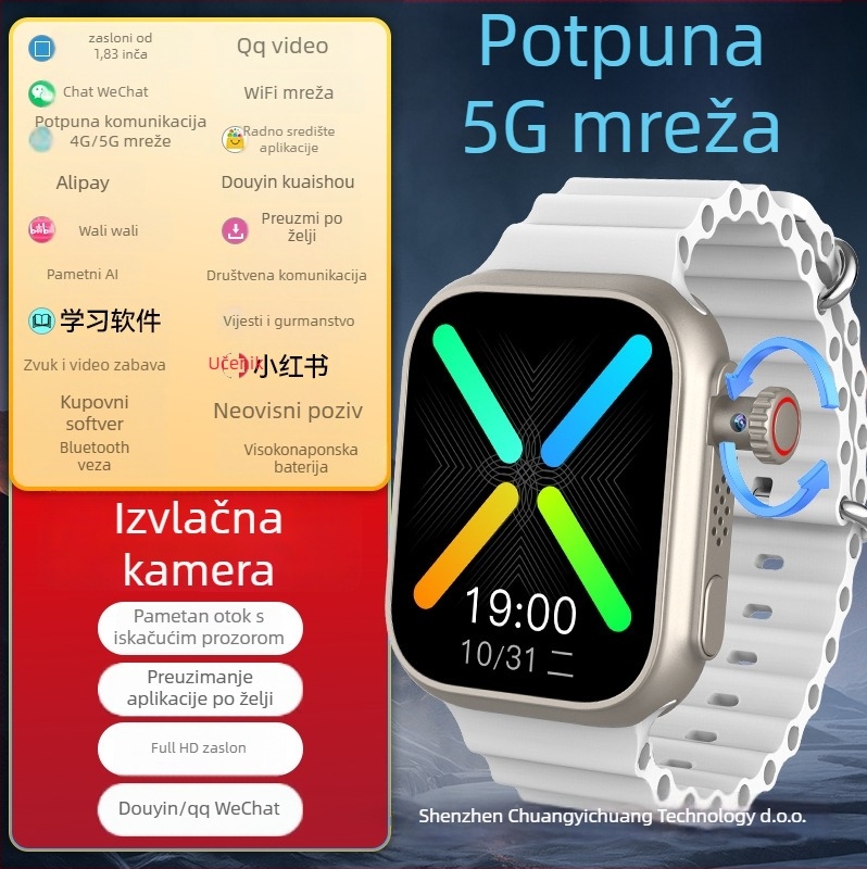 Pametni sat s mogućnošću umetanja kartice, vodootporan, IPS zaslon, Android kompatibilan, trajanje baterije do 7 dana