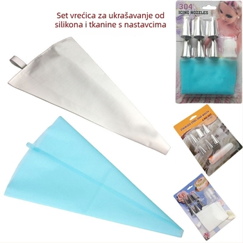 Bequ set za ukrašavanje torti: silikonska vrećica za ukrašavanje, konverter i nastavci za ukrašavanje