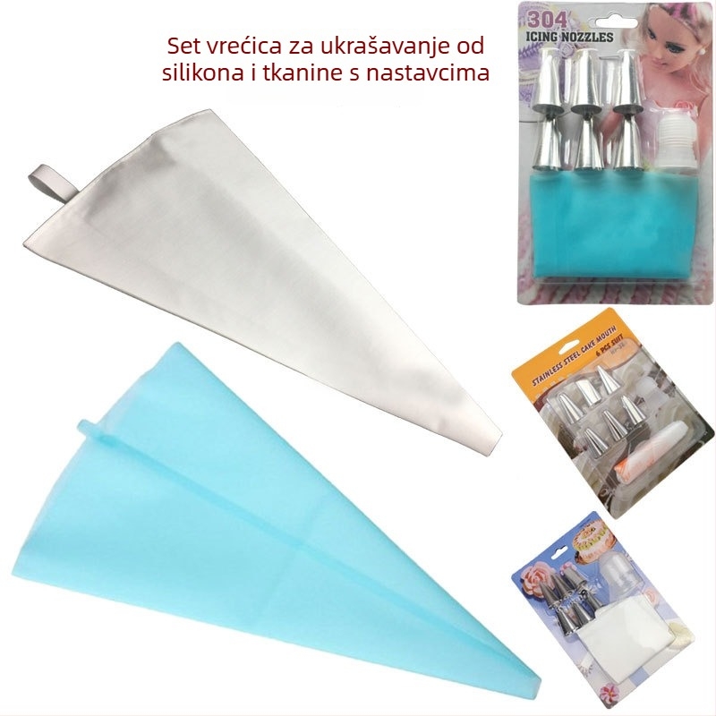 Bequ set za ukrašavanje torti: silikonska vrećica za ukrašavanje, konverter i nastavci za ukrašavanje
