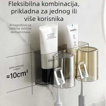 PH držač za četkice za zube, zidni bez bušenja, plastični, s otisnutim logom