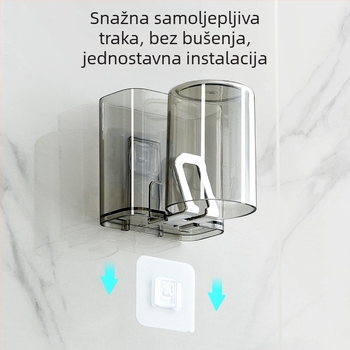 PH držač za četkice za zube, zidni bez bušenja, plastični, s otisnutim logom