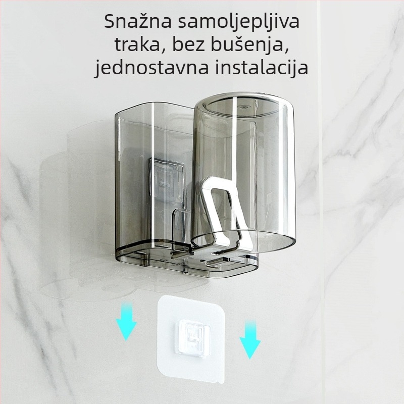 PH držač za četkice za zube, zidni bez bušenja, plastični, s otisnutim logom