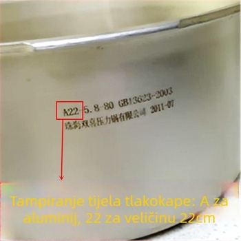 Univerzalni aluminijski brtvni prsten za lonac pod pritiskom, model 24, kompatibilan s loncima s dvostrukim dnom