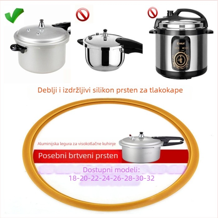 Univerzalni aluminijski brtvni prsten za lonac pod pritiskom, model 24, kompatibilan s loncima s dvostrukim dnom