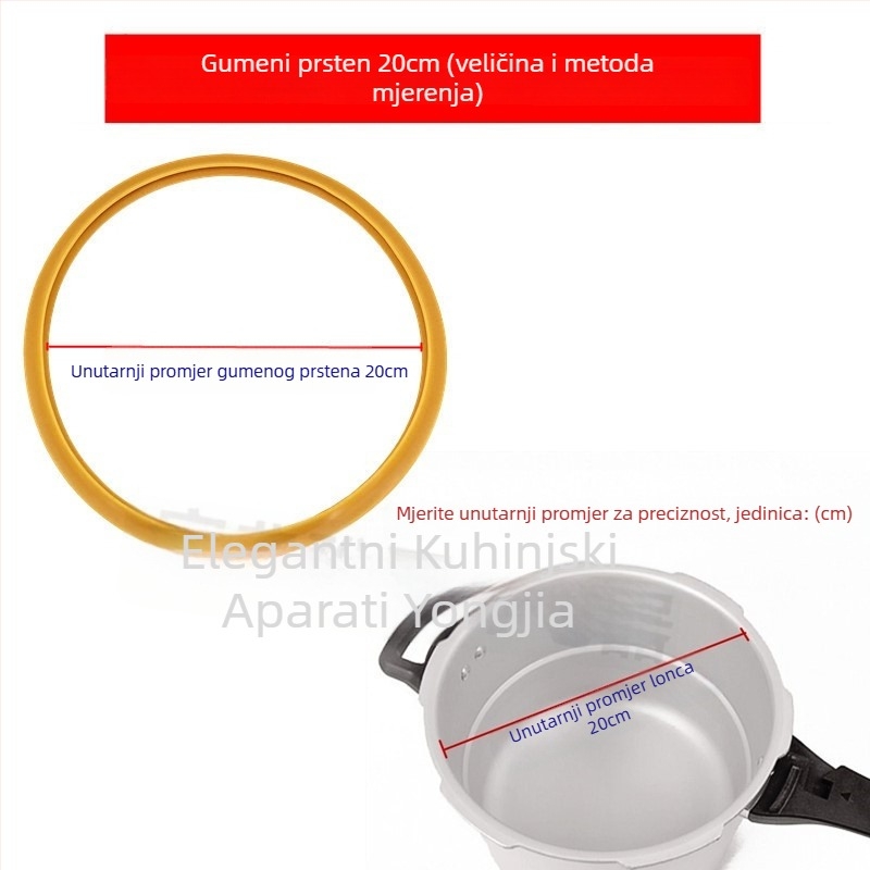 Univerzalni aluminijski brtvni prsten za lonac pod pritiskom, model 24, kompatibilan s loncima s dvostrukim dnom