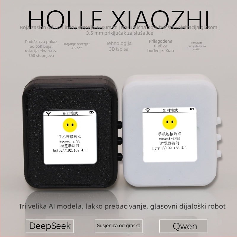 AI dijaloški robot u poklon paketu, verzija 3.0; glasovno buđenje s prilagođenim ključnim riječima; materijal 3D ispisa; utor za slušalice + rotirajući zaslon upravljan glasom; baterija 1200 mAh