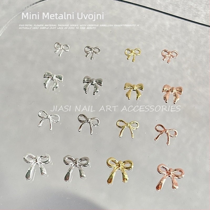 Aksesoari za nokte s mašnicom i leptirima, serija Alloy Butterfly, od legure, licencirana privatna marka.