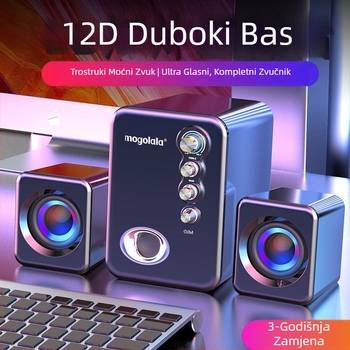 Zvučnik za stolno računalo s subwooferom, 2.1 kanala, visokokvalitetan zvuk