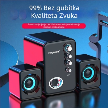 Zvučnik za stolno računalo s subwooferom, 2.1 kanala, visokokvalitetan zvuk