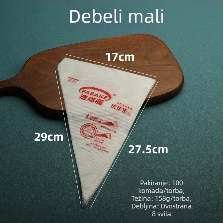 Jednokratna debela plastična vrećica za ukrašavanje – za kremu, torte i kolačiće; PE materijal; pakiranje 100 kom; Bakery House/FABAKE