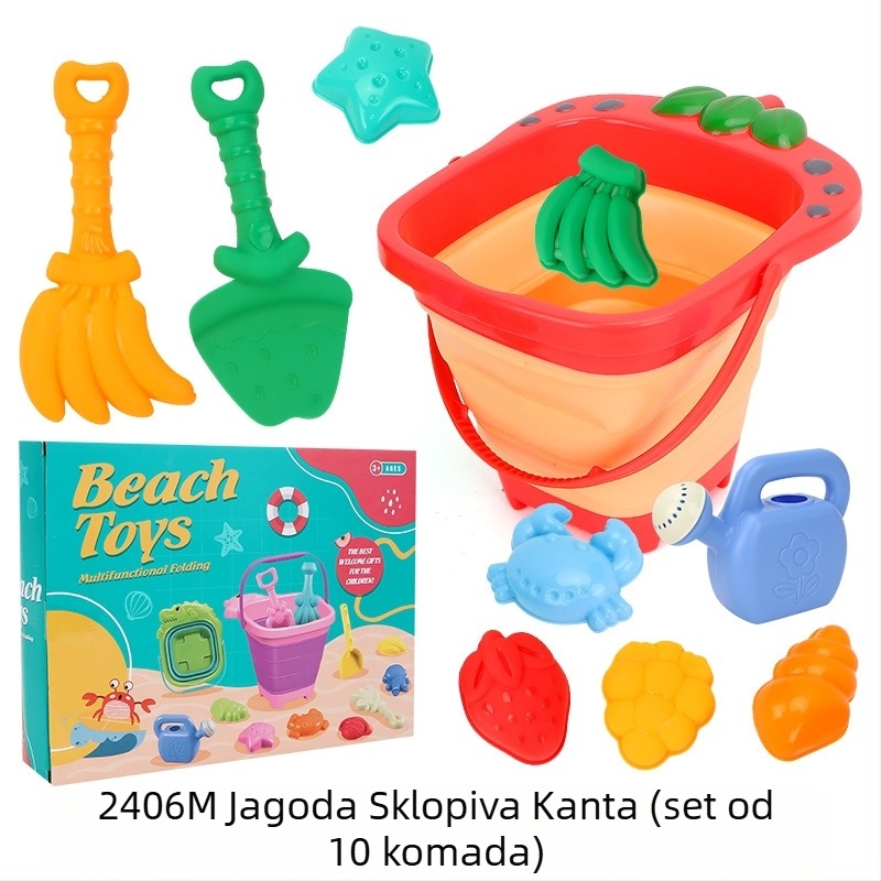 Dječja plažna igračka: krab-oblikovana sklopiva kanta za plažu i igru u pijesku s lopaticom (plastika, uzrast 7–14 godina)