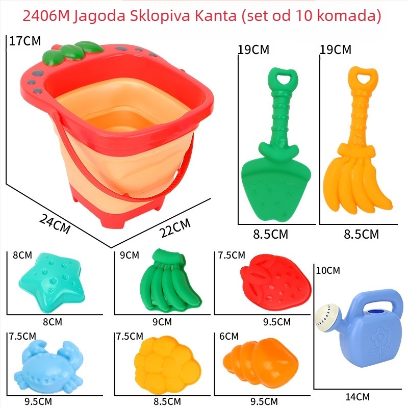 Dječja plažna igračka: krab-oblikovana sklopiva kanta za plažu i igru u pijesku s lopaticom (plastika, uzrast 7–14 godina)