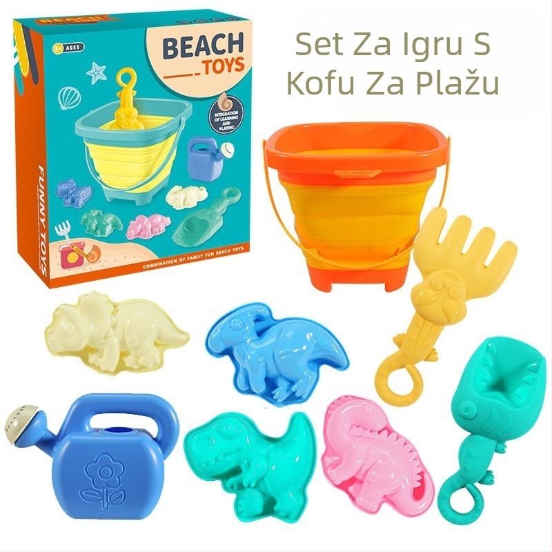 Dječja plažna igračka: krab-oblikovana sklopiva kanta za plažu i igru u pijesku s lopaticom (plastika, uzrast 7–14 godina)