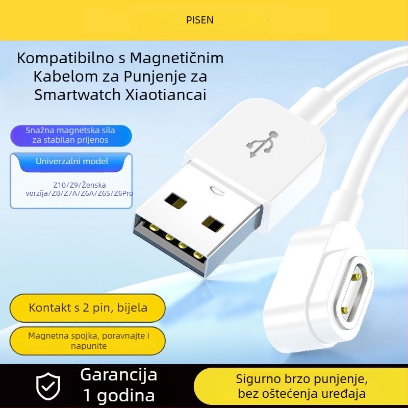 Pisen magnetski kabel za punjenje za dječji pametni sat – kompatibilan s modelima z10, z9, z9 youth edition, z8, z7a, z6a, z6s, z6pro