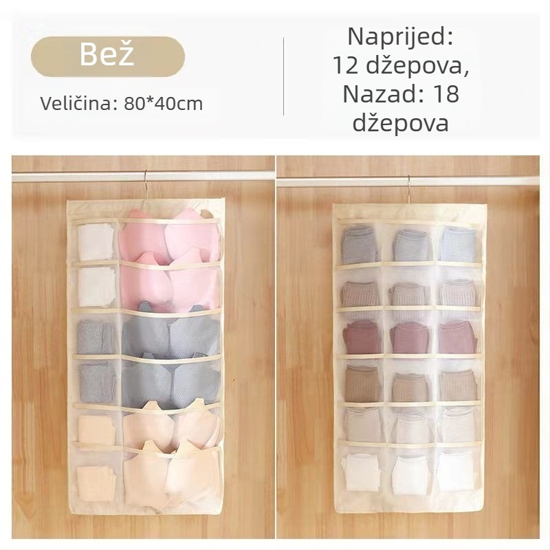 Zidni viseći organizator za donje rublje – dvostrani, za čarape i grudnjake, japanski stil