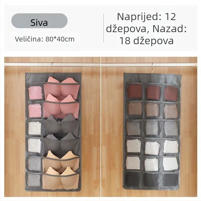 Zidni viseći organizator za donje rublje – dvostrani, za čarape i grudnjake, japanski stil