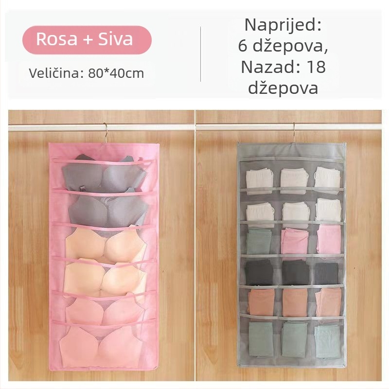Zidni viseći organizator za donje rublje – dvostrani, za čarape i grudnjake, japanski stil
