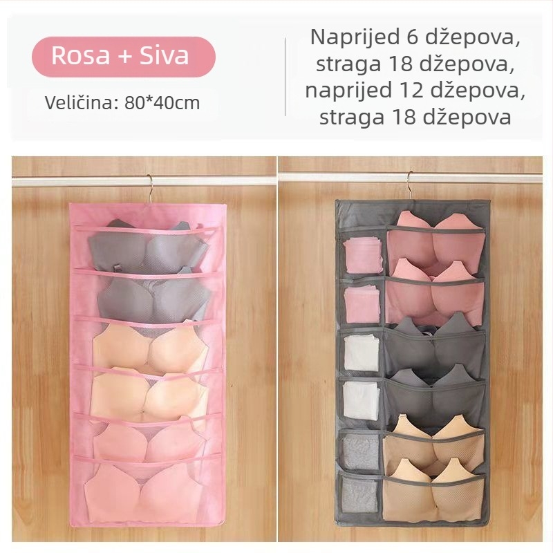 Zidni viseći organizator za donje rublje – dvostrani, za čarape i grudnjake, japanski stil