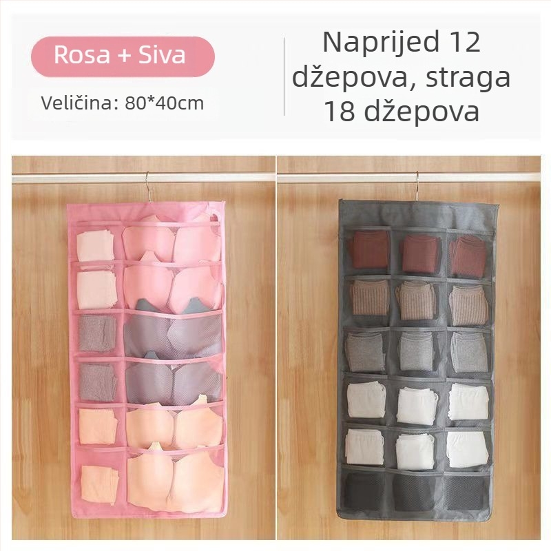 Zidni viseći organizator za donje rublje – dvostrani, za čarape i grudnjake, japanski stil