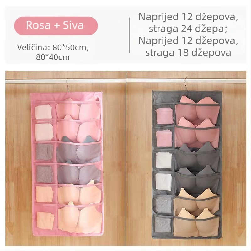 Zidni viseći organizator za donje rublje – dvostrani, za čarape i grudnjake, japanski stil