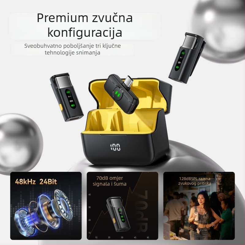 Lavalier mikrofon za prijenos uživo i vlog (omnidirekcijski kondenzatorski, žični, SNR ≥70 dB, model Q16)
