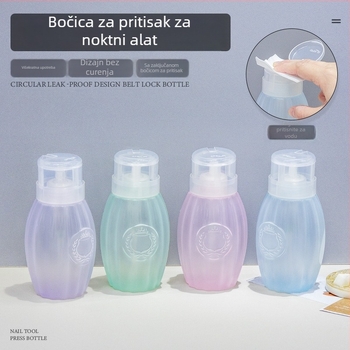 Bočica za uklanjanje laka za nokte s pritisknim dozatorom i okretno zaključavajućim poklopcem, plastična, minimalistički stil, paket 60 kom, OEM, podrijetlo Kina