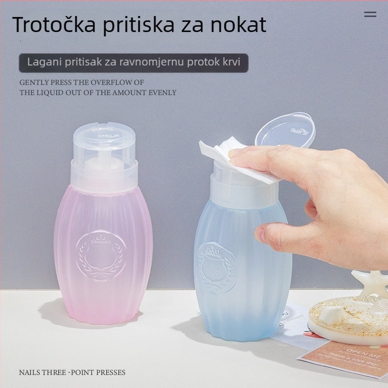 Bočica za uklanjanje laka za nokte s pritisknim dozatorom i okretno zaključavajućim poklopcem, plastična, minimalistički stil, paket 60 kom, OEM, podrijetlo Kina