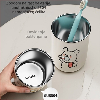 Set dviju čaša od nehrđajućeg čelika za usta i četkicu za zube, 304, bez prilagodbe