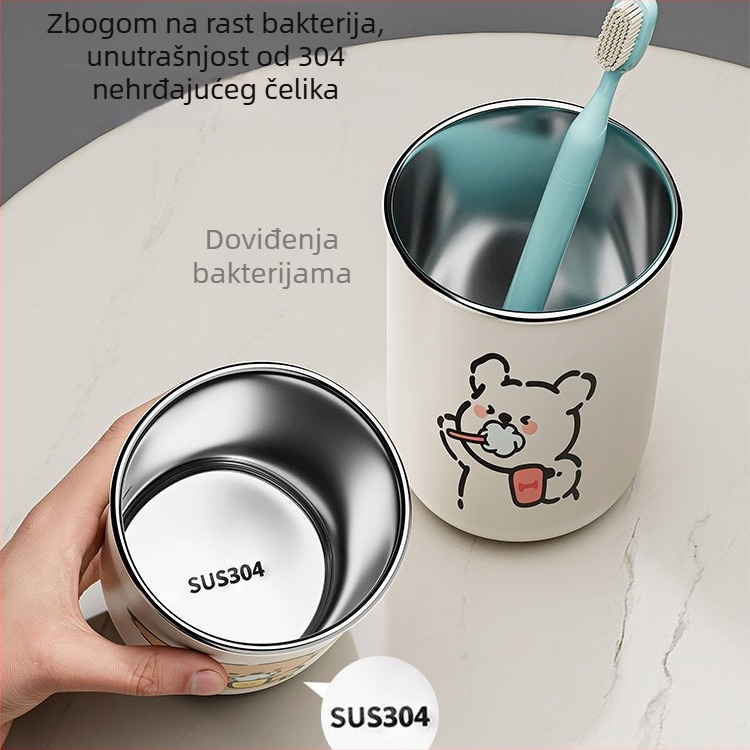 Set dviju čaša od nehrđajućeg čelika za usta i četkicu za zube, 304, bez prilagodbe