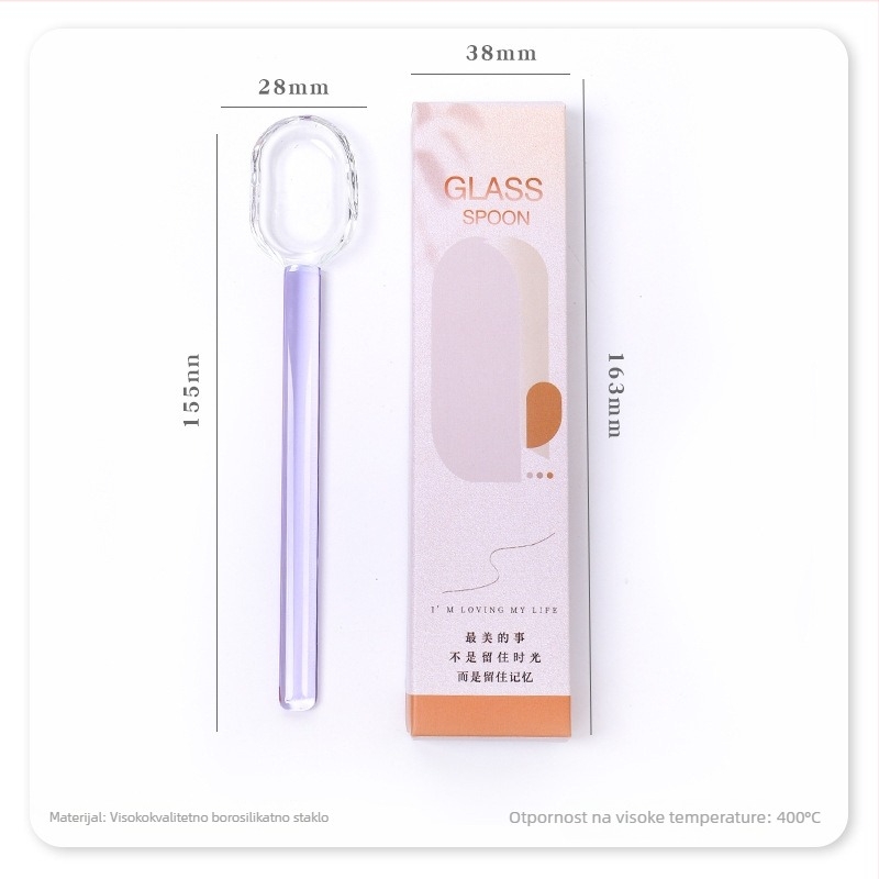 Staklena žlica za desert | Marka: Miss Jiang | Ispis logotipa: Da | Prilagodba: Da | Licencirana privatna marka: Da