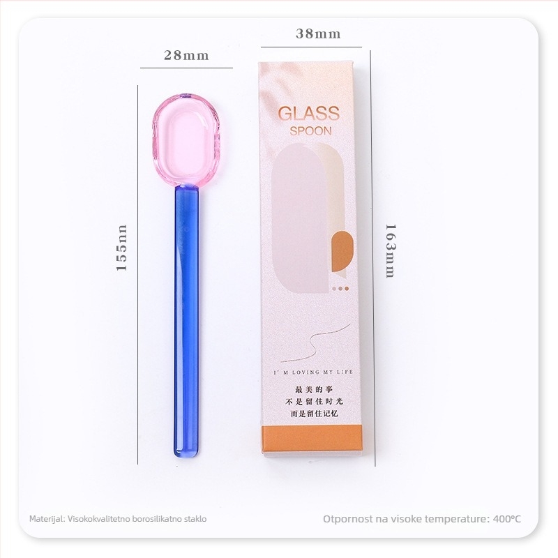 Staklena žlica za desert | Marka: Miss Jiang | Ispis logotipa: Da | Prilagodba: Da | Licencirana privatna marka: Da