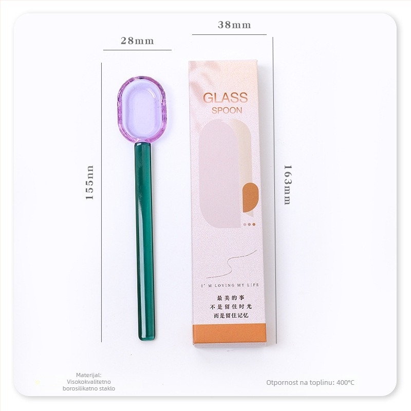 Staklena žlica za desert | Marka: Miss Jiang | Ispis logotipa: Da | Prilagodba: Da | Licencirana privatna marka: Da