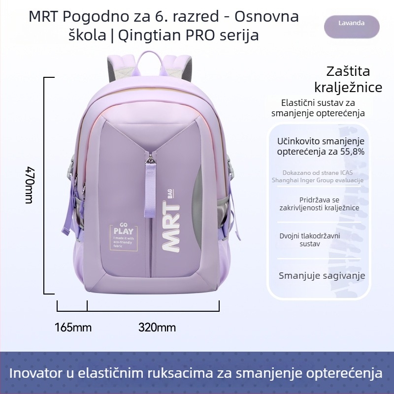 Unisex školska torba za učenike 5.–6. razreda | Veliki kapacitet, lagan, smanjuje teret, ergonomski stražnji panel, reflektirajući elementi za noćnu sigurnost