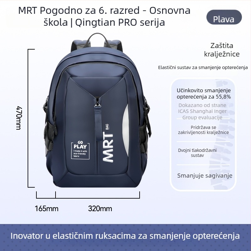 Unisex školska torba za učenike 5.–6. razreda | Veliki kapacitet, lagan, smanjuje teret, ergonomski stražnji panel, reflektirajući elementi za noćnu sigurnost