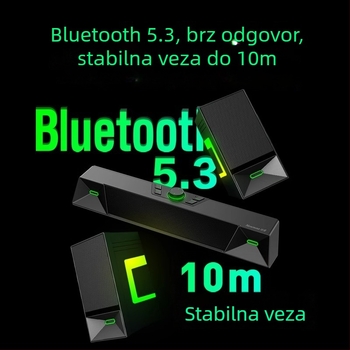 Newmine V6 stolni zvučnici za računalo, stereo zvuk, USB napajanje, 20W, frekvencijski raspon 100 Hz–20 kHz, SNR ≥75 dB