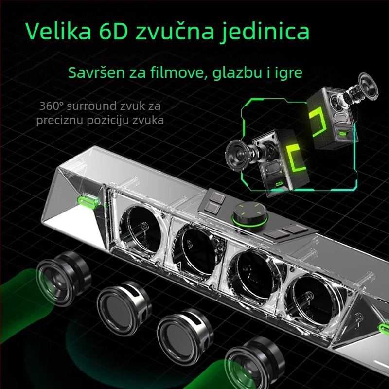 Newmine V6 stolni zvučnici za računalo, stereo zvuk, USB napajanje, 20W, frekvencijski raspon 100 Hz–20 kHz, SNR ≥75 dB