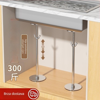 Podržna skela za umivaonik ispod ploče, teleskopska šipka, brušena završna obrada, moderni stil, kompatibilno s univerzalnim ormarićima