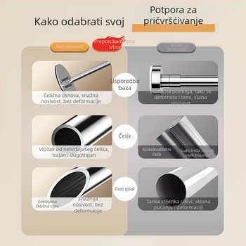 Podržna skela za umivaonik ispod ploče, teleskopska šipka, brušena završna obrada, moderni stil, kompatibilno s univerzalnim ormarićima