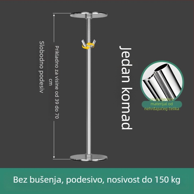 Podržna skela za umivaonik ispod ploče, teleskopska šipka, brušena završna obrada, moderni stil, kompatibilno s univerzalnim ormarićima
