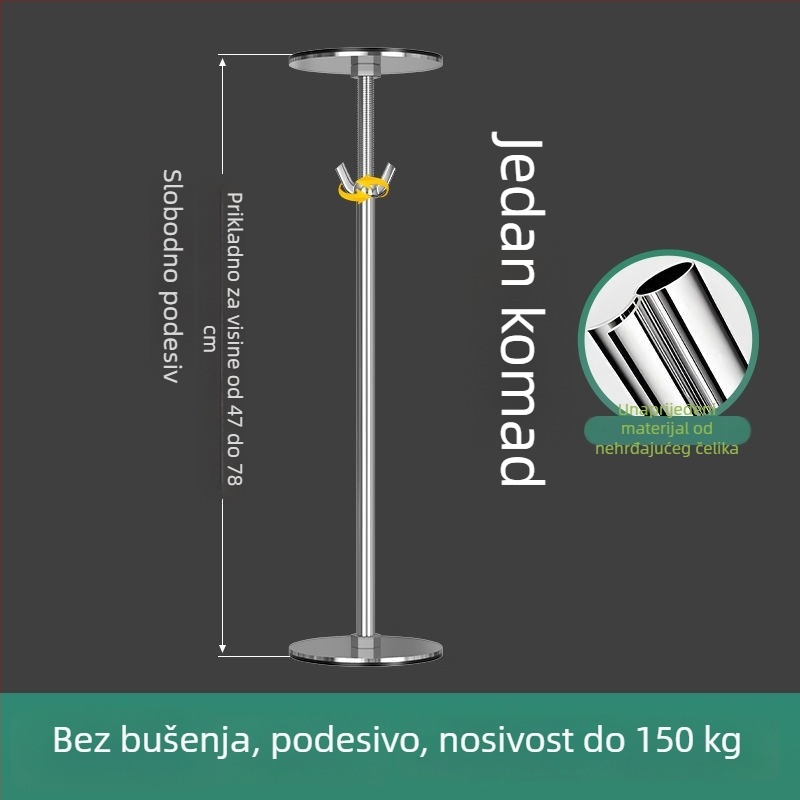 Podržna skela za umivaonik ispod ploče, teleskopska šipka, brušena završna obrada, moderni stil, kompatibilno s univerzalnim ormarićima
