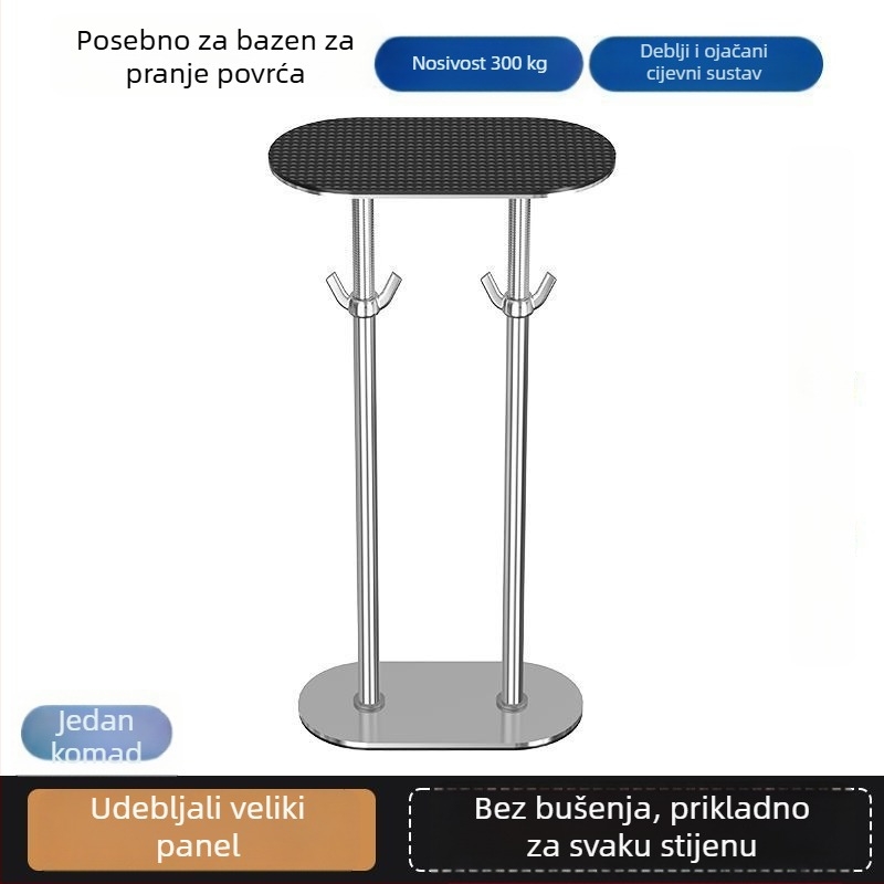 Podržna skela za umivaonik ispod ploče, teleskopska šipka, brušena završna obrada, moderni stil, kompatibilno s univerzalnim ormarićima